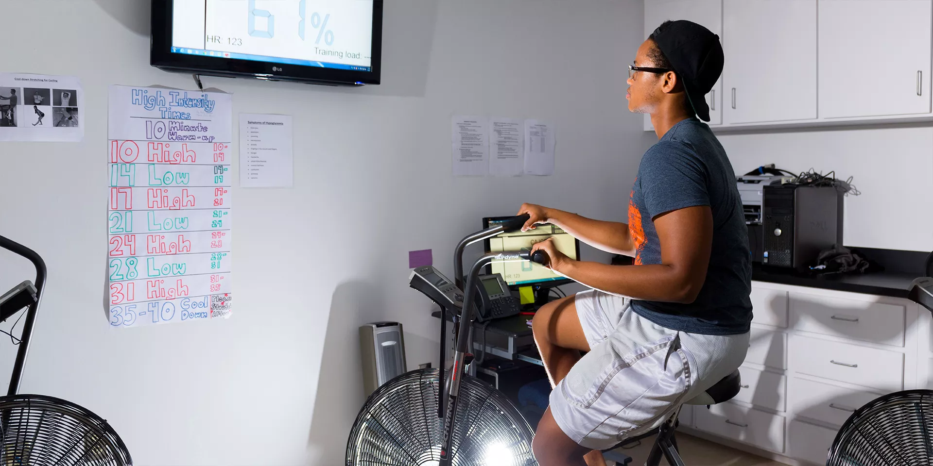 student doing human exercise research